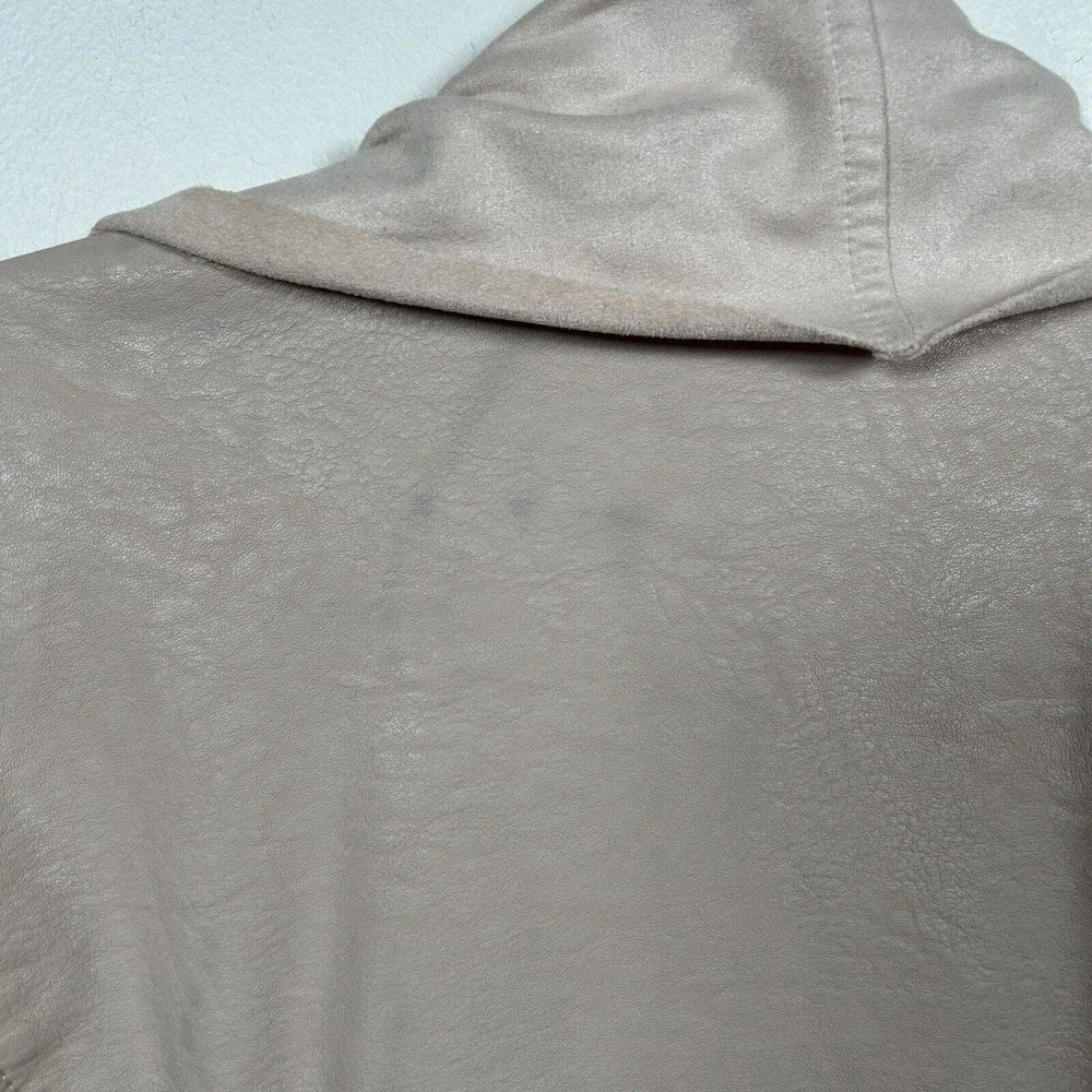 Blank NYC Mixed Media Faux Leather Draped Open Front Cardigan Jacket Size Large - Picture 6 of 8